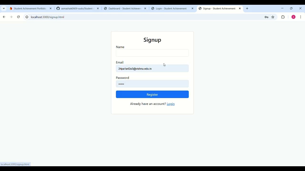 Student Achievement portal built using Full Stack Web Development 