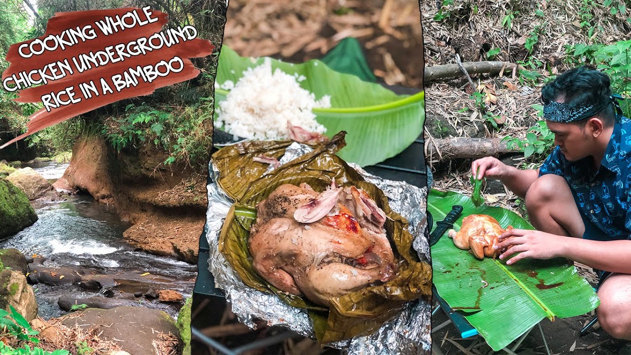 I COOKED A WHOLE CHICKEN UNDERGROUND PINOY STYLE l PRIMITIVE WAY l NO TALK l ASMR l CAMP LIFE EP.11