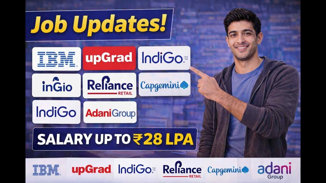 Top companies hiring now! IBM, upGrad, IndiGo, Reliance, Capgemini, Adani | Latest tech job updates