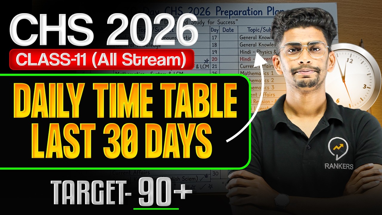 CHS class 11: Daily timetable for Last 30days! | CHS BHU 2026 30 days planner