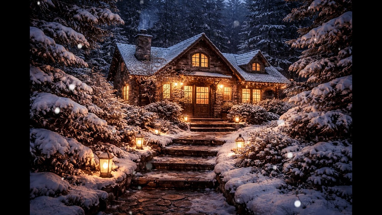 Peaceful Snowfall Night ❄️ Cozy Winter Cabin Snow Sounds for Deep Sleep & Focus (No Music)