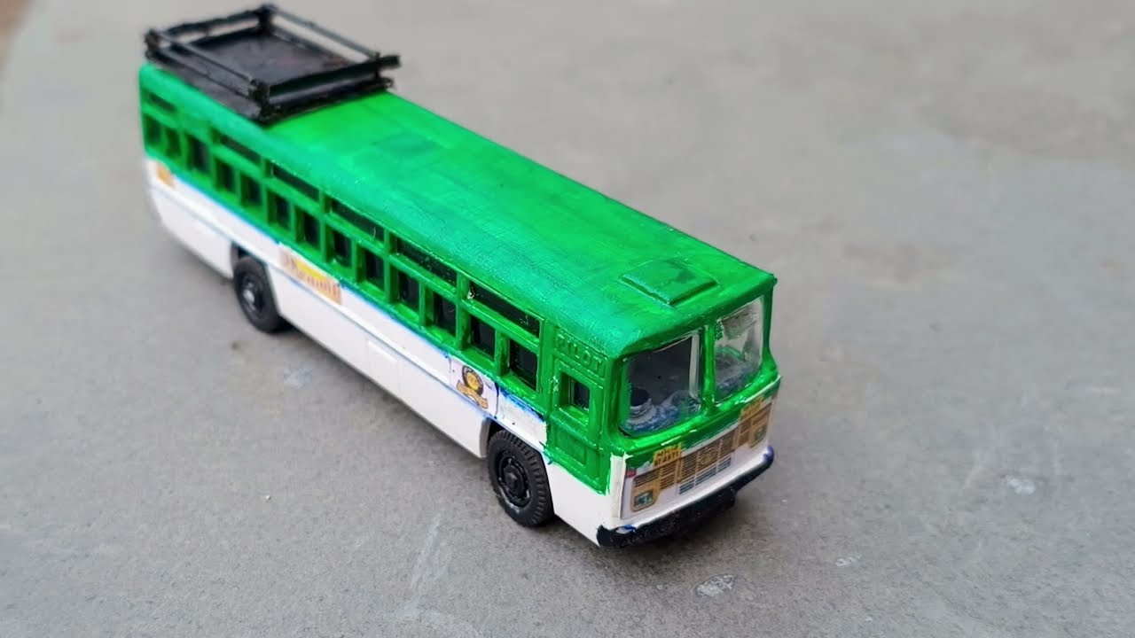 Diecast city bus customized to look like MSRTC bus | MSRTC Hirkani bus