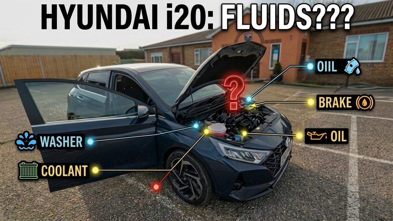 Где находятся жидкости Hyundai i20, моторное масло, охлаждающая жидкость, омыватель, тормозная жи...