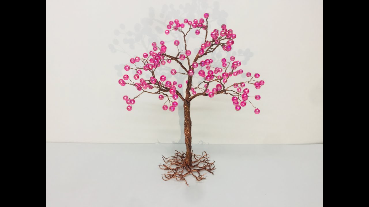 Amazing copper wire craft/ DIY wire tree  Mini Bonsai wire tree🌲/ Mini Bonsai Wire Tree/ Pink tree 🌳