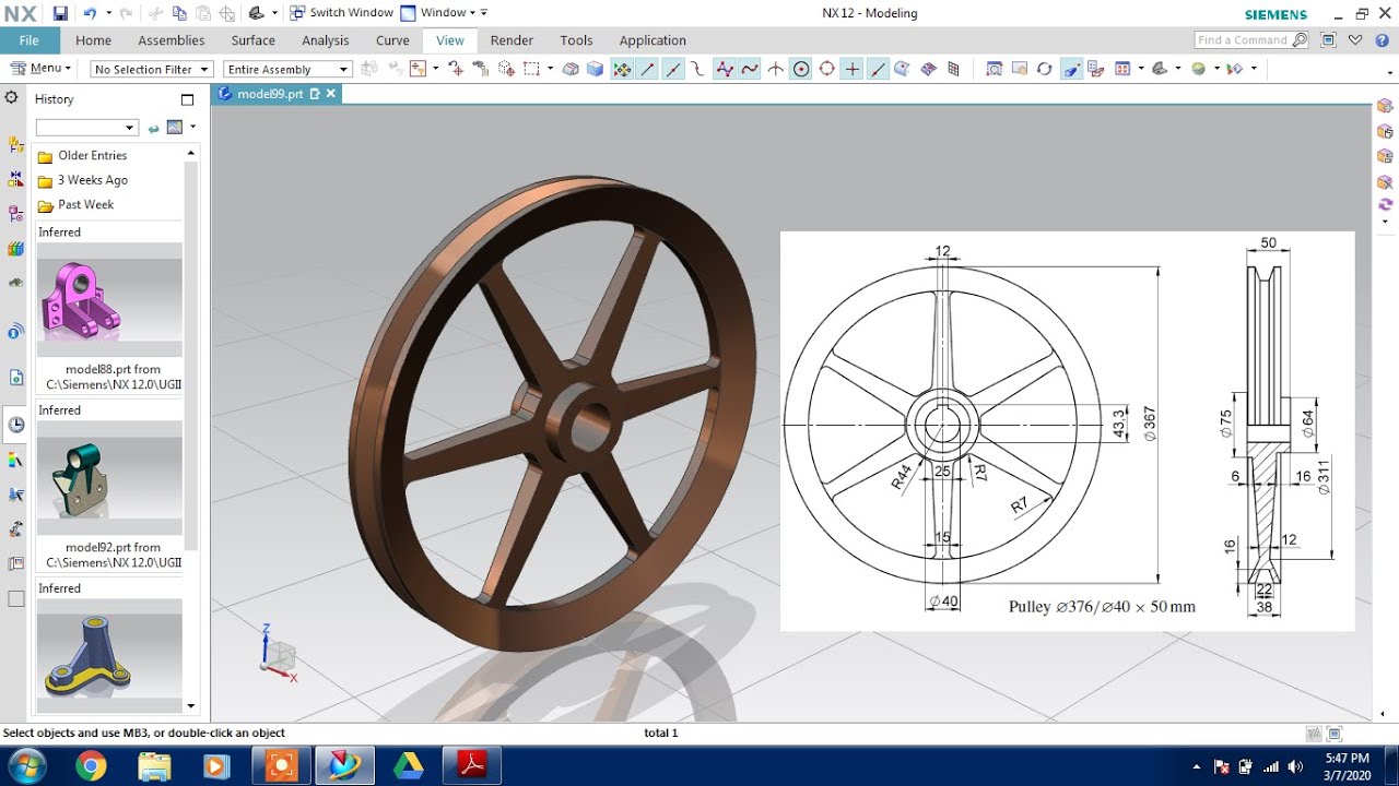 NX CAD # tutorial 11.3 # Advanced Modeling Tutorial #Industrial Pulley