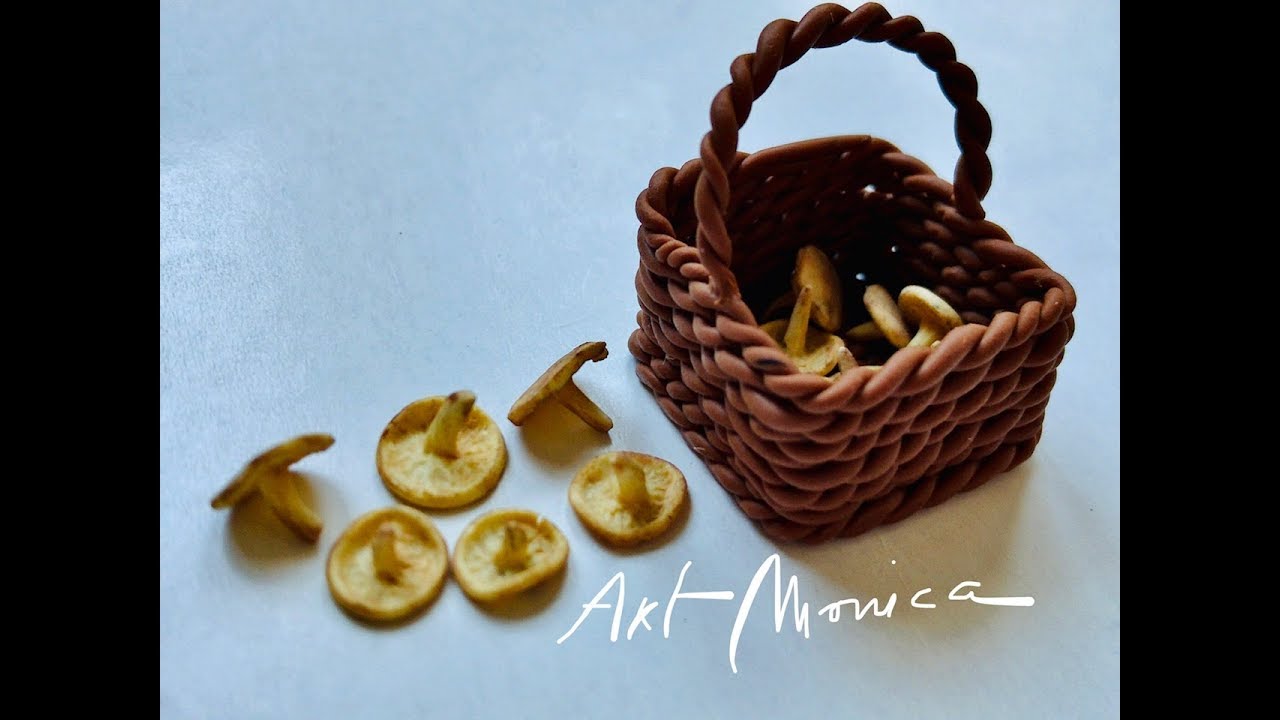 Basket & Mushrooms Polymer Clay : Miniature DIY