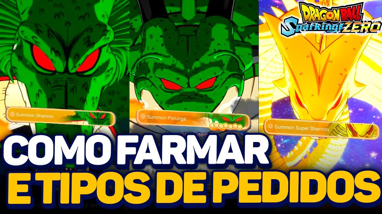 COMO FARMAR TODAS AS ESFERAS DO DRAGÃO E OS PEDIDOS DE CADA SHENLONG NO DRAGON BALL SPARKING ZERO!