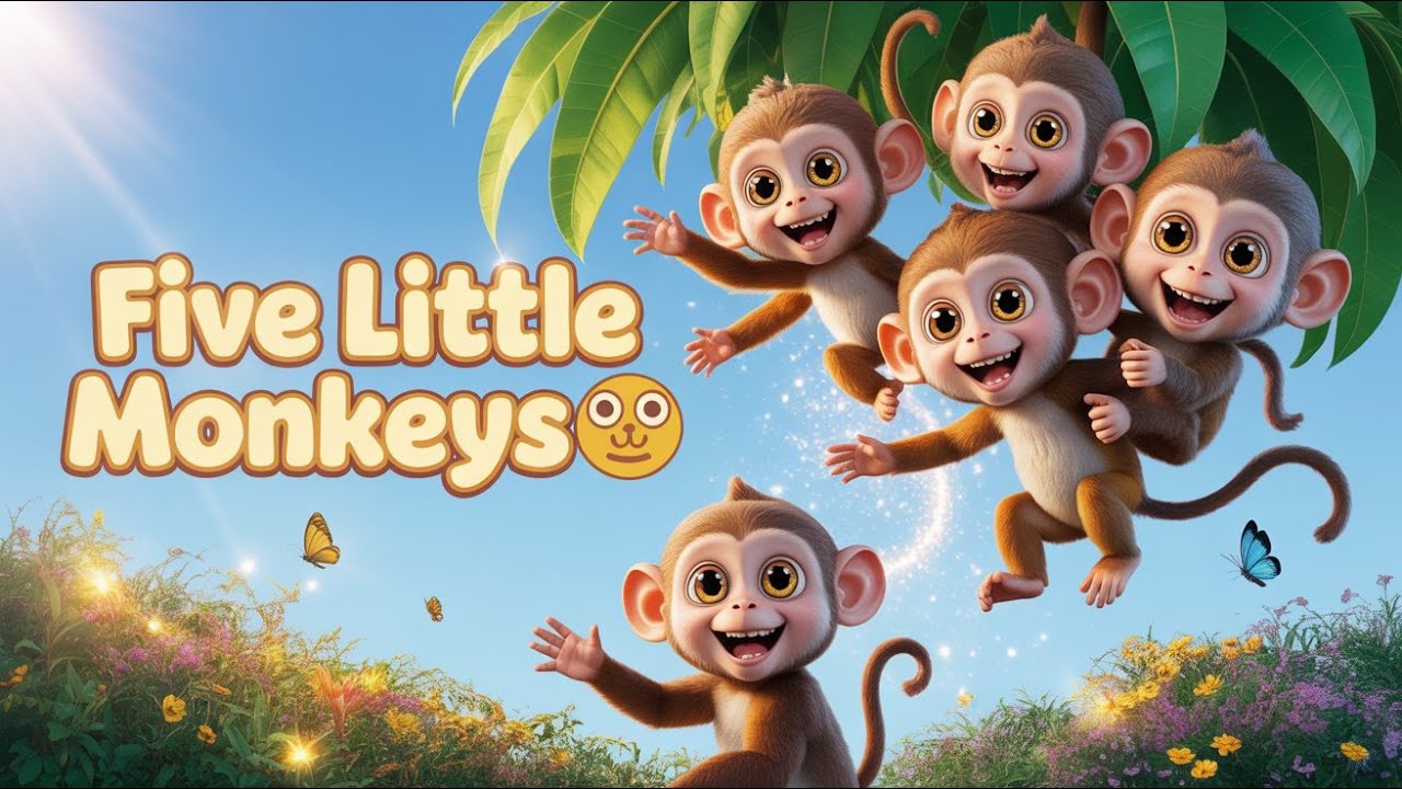 Five Little Monkeys on the Mango Tree | Fun Counting Rhyme for Kids 🐒🌳