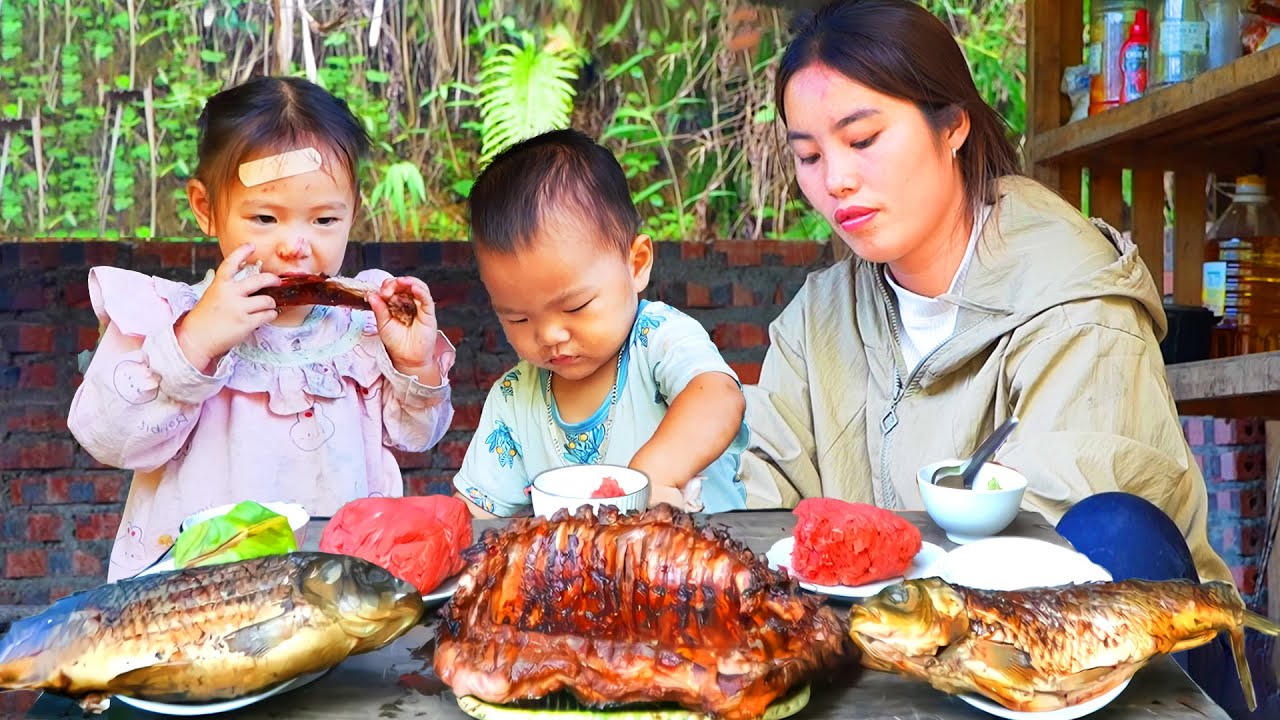 How to Make Grilled giant pork ribs - Harvest beans to sell at the market with single mom
