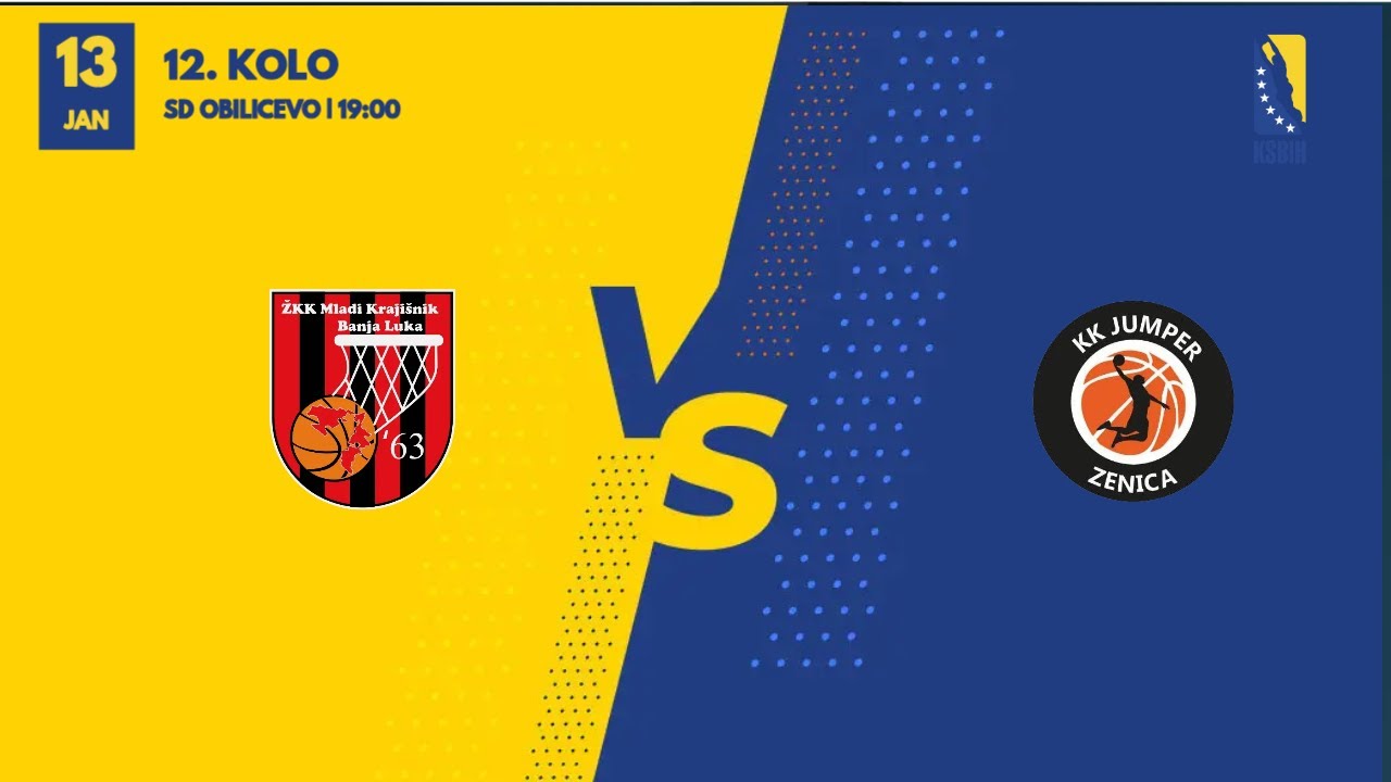 ➡️ Mladi Kraji&scaron;nik 🆚 KK Jumper Taurus | 12. kolo | 13.01.2026 | LIVE