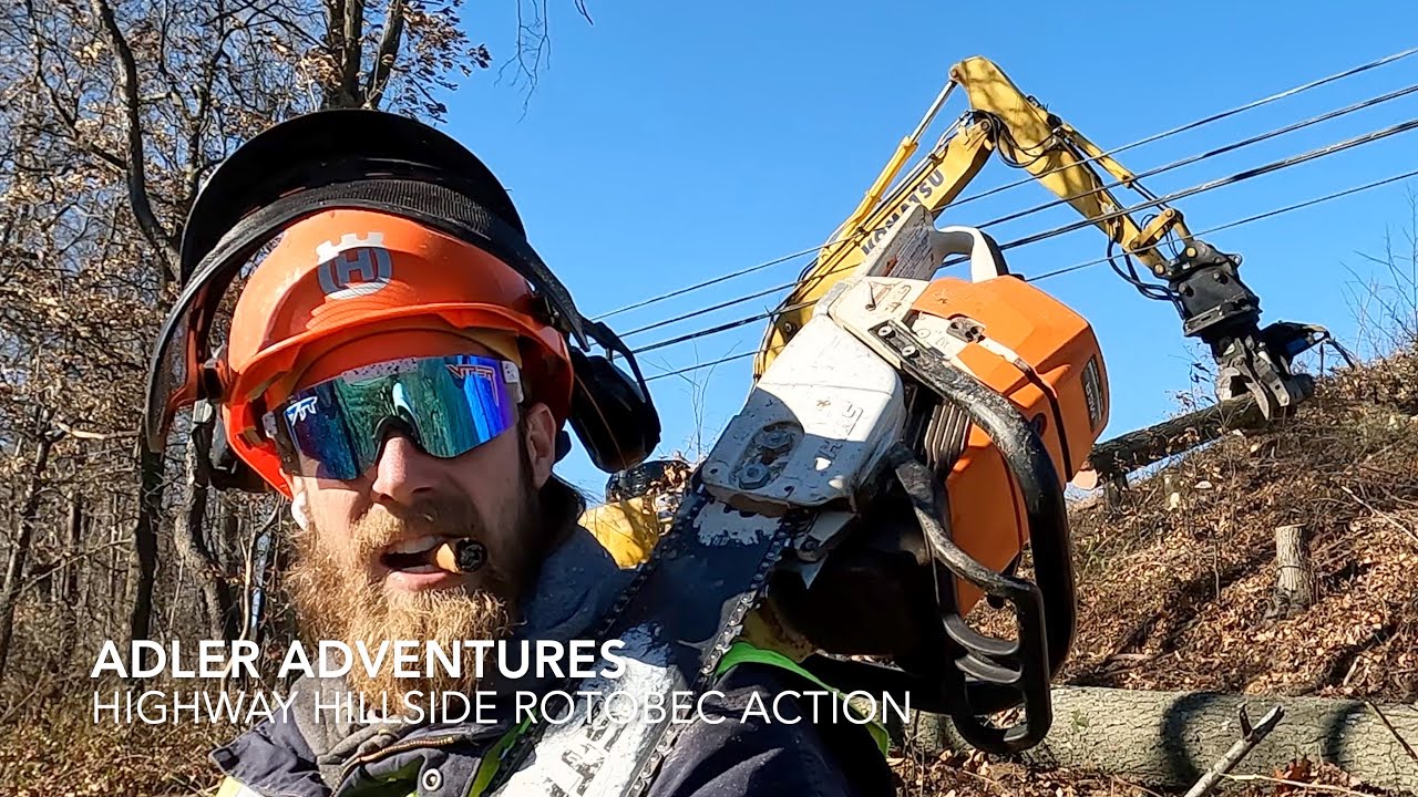 Highway Hillside Excavator Rotobec Grapple Action