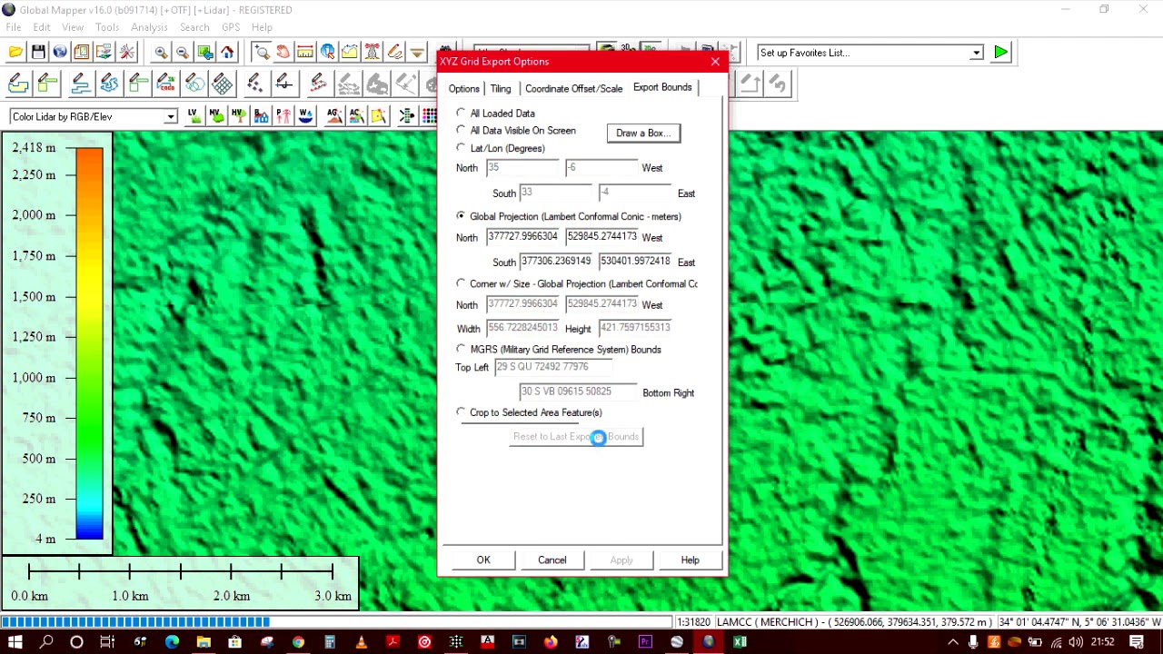 MNT de GoogleEarth+Global Mapper vers Covadis ( مسح ثلاثي الابعاد بطريقة سهلة )