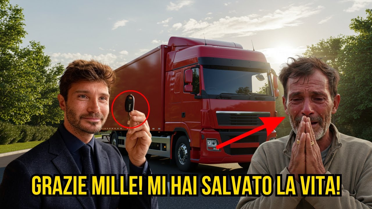 Stefano de Martino ha regalato un camion a un camionista che aveva perso tutto...