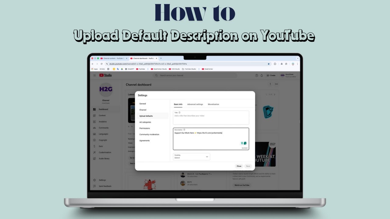 How to Upload Default Description on YouTube
