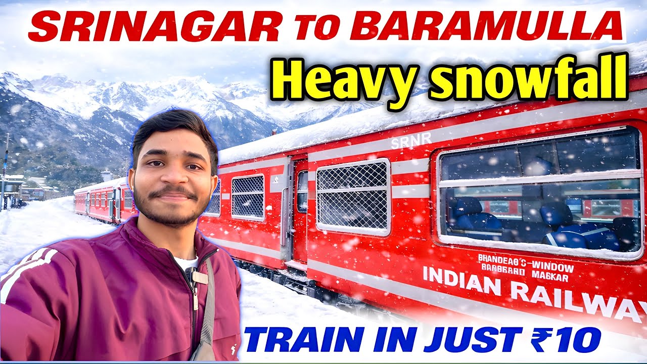 Srinagar to Baramulla train 🚂 journey in winters only- 10₹ | Kashmir local train journey ❄️ ⛄️ | 