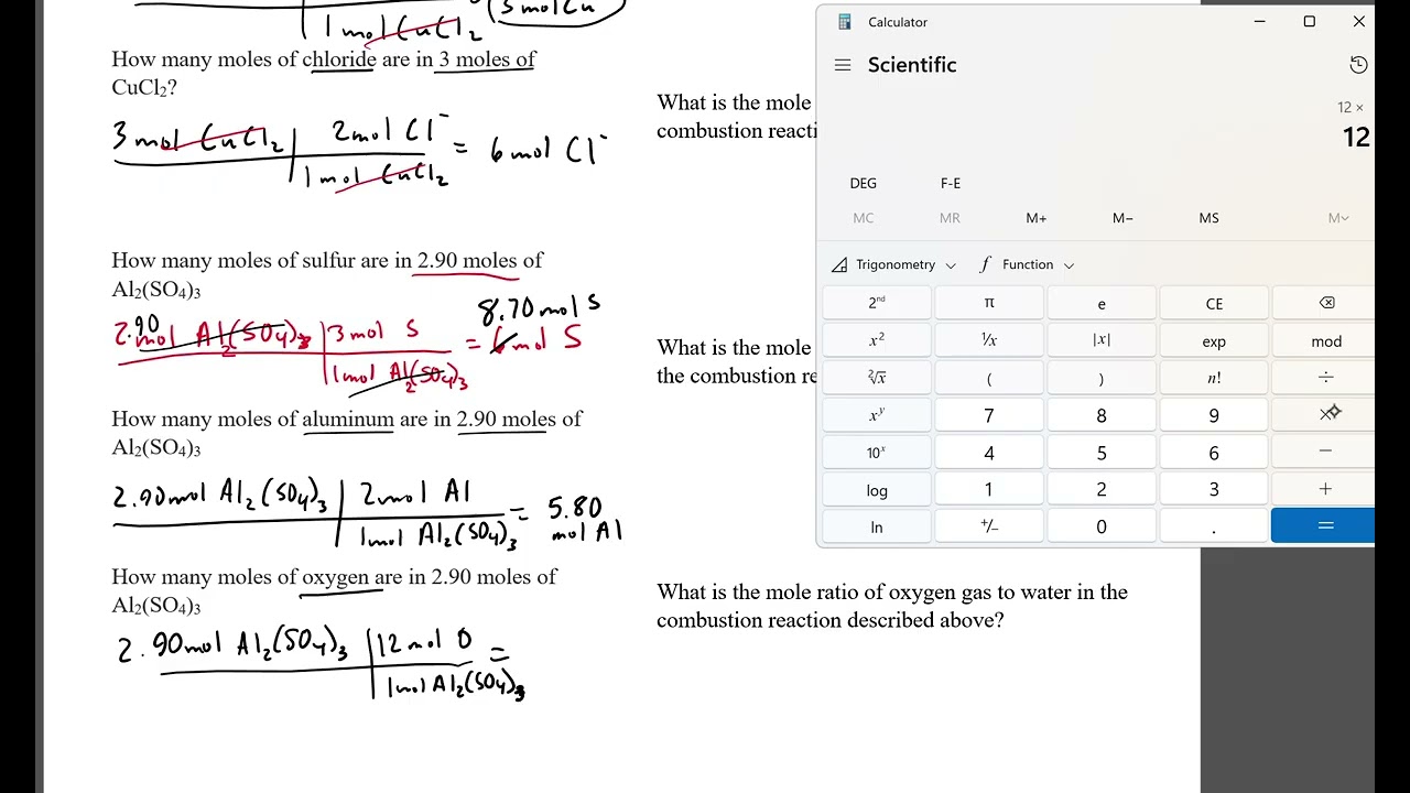 Mole ratios in formulas and chemical equations