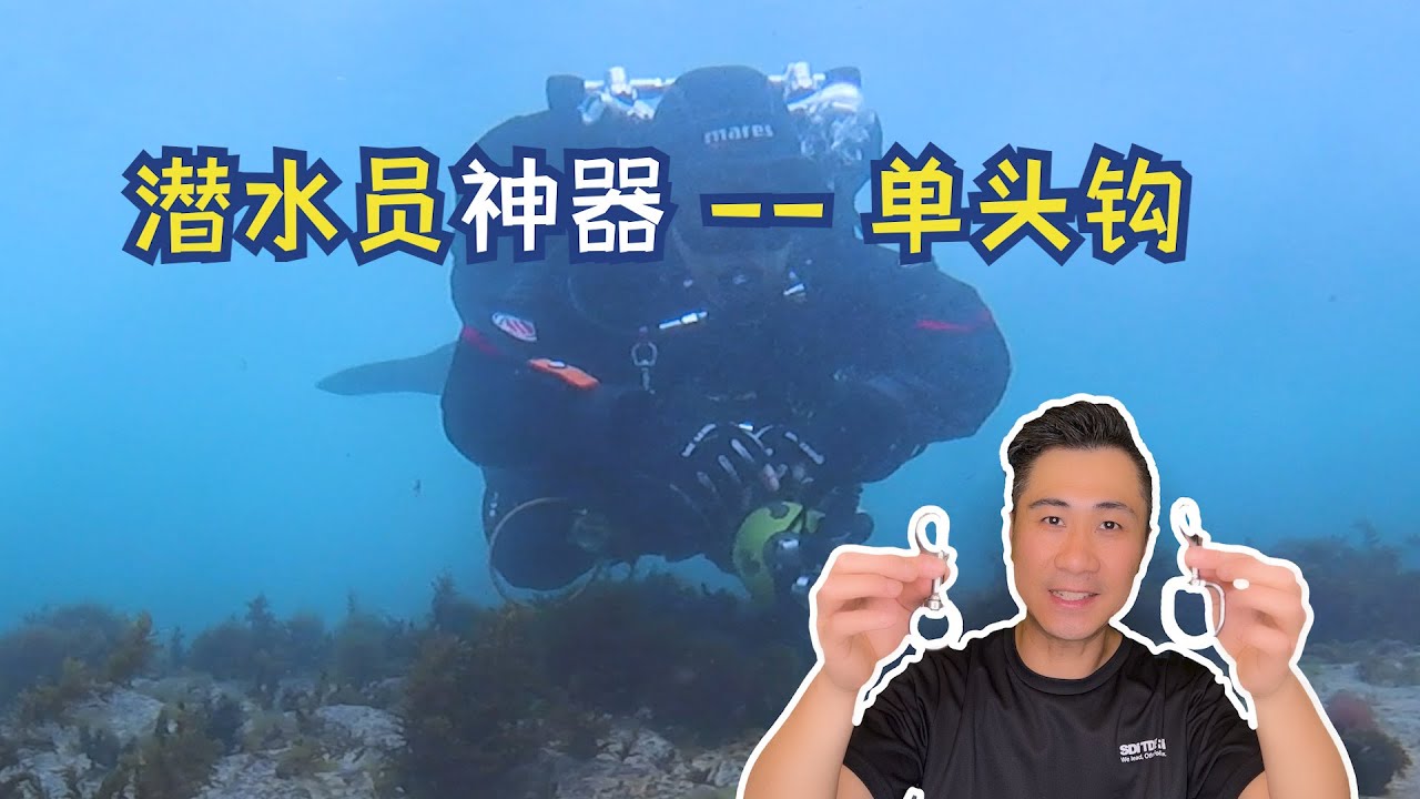 潜水员神器 -- 单头钩 Bolt Snap | 三种固定单头钩的方法 | 潜水手电和二级头如何绑单头钩 | 应该用什么Size？ | 如何练习扣单头钩 | D 环不听话怎么办? | 单头钩生锈怎么办