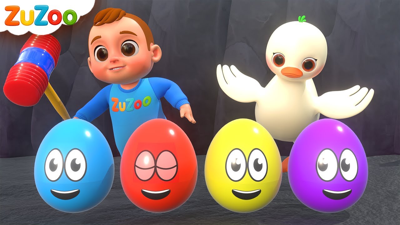 Zu Explores Colorful Surprise Eggs | Yes Yes Playground Song | ZuZoo Nursery Rhymes & Kids Songs