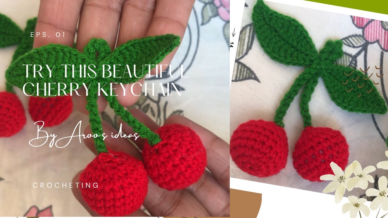 Crochet cherry keychain | Crochet keychain | crochet knitting