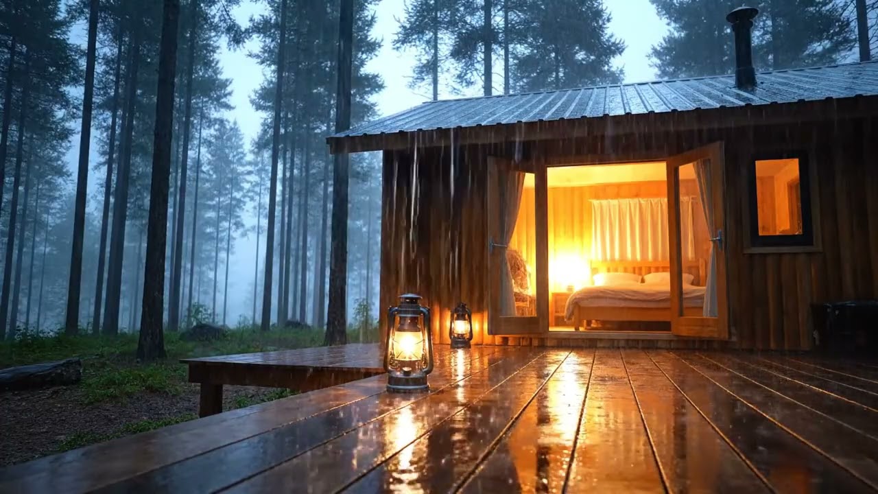 Pure Heavy Rain ASMR 🌧️ Cozy Forest Cabin Ambience for Deep Rest