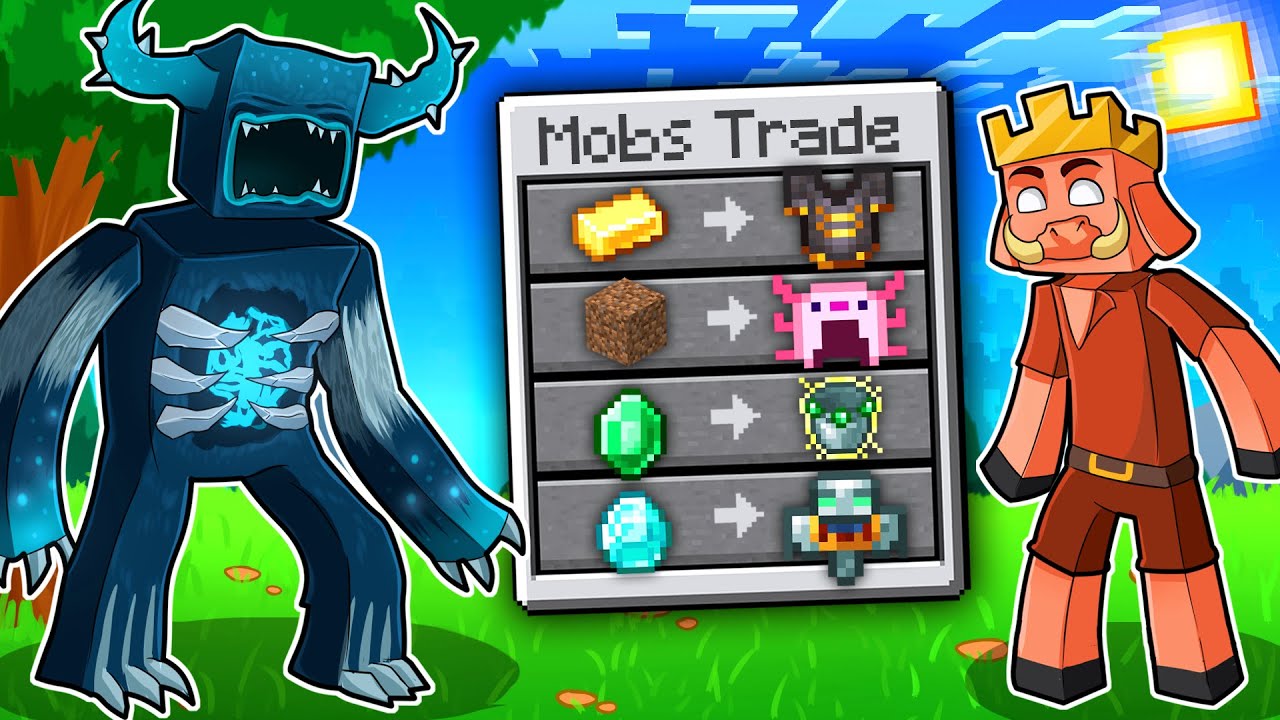 ماين كرافت الوحوش والحيوانات يعطوني اغراض مميزه!😱 - Mobs Trade Custom Items