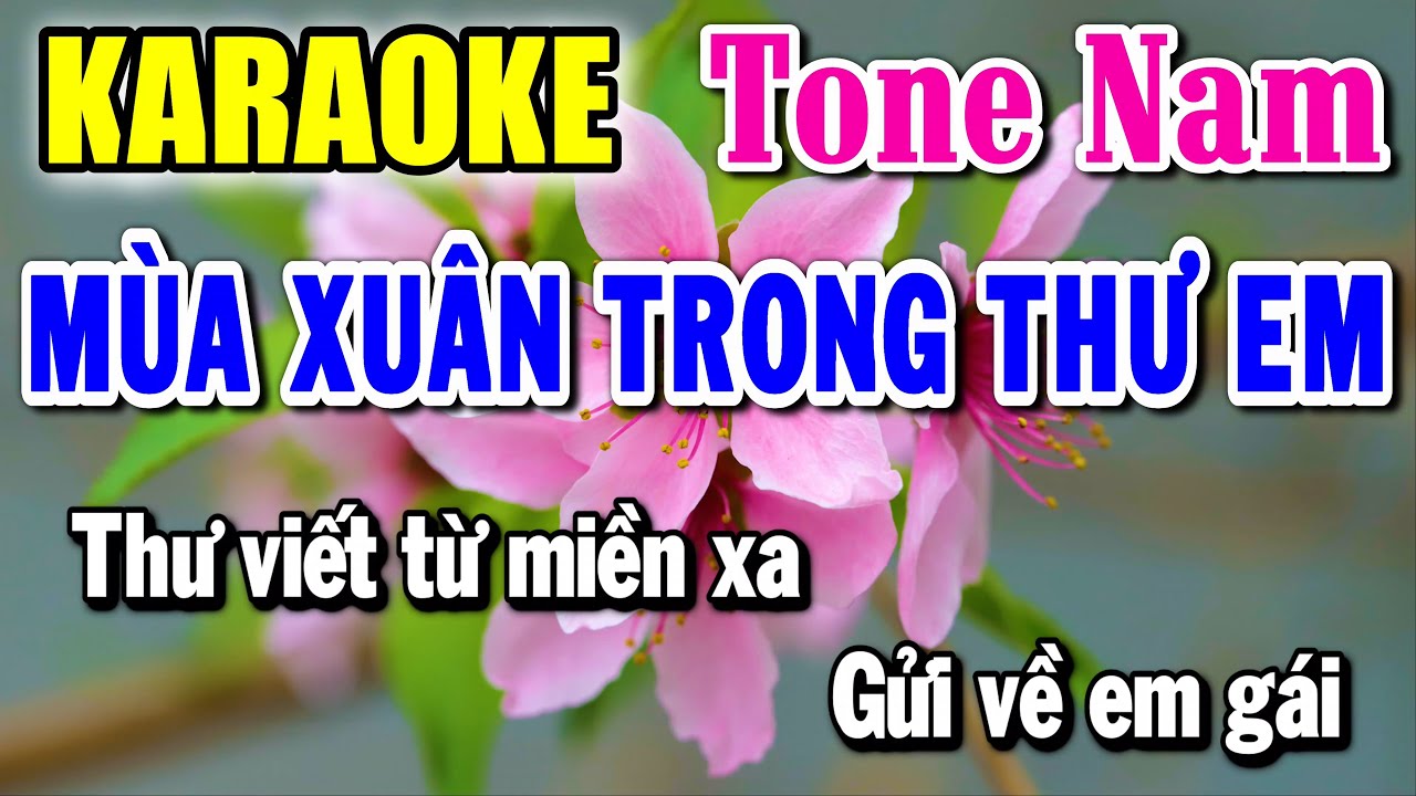 Mùa Xuân Trong Thư Em - Karaoke ✦ Tone Nam ✦ Beat Mới | Yêu ca hát - Love Singing |