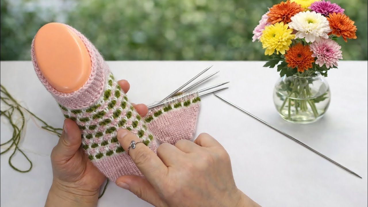 🌼Part 1 çok kolay beş şiş tasarım patik modeli 