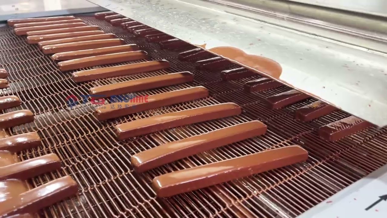 Automatic Chocolate Coating Machine #foodmachinery #chocolate #confectionery #candymachine 