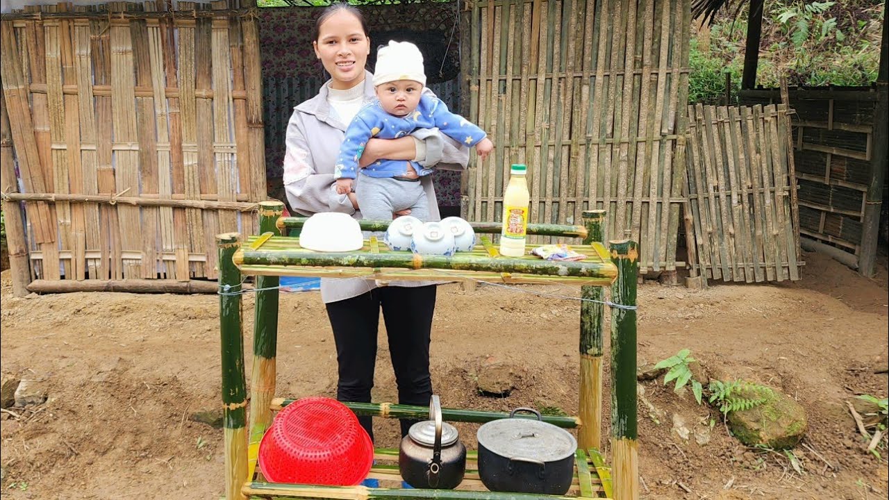 Talented young single mother handmade bamboo dish rack - cooking - Life gets better and better.