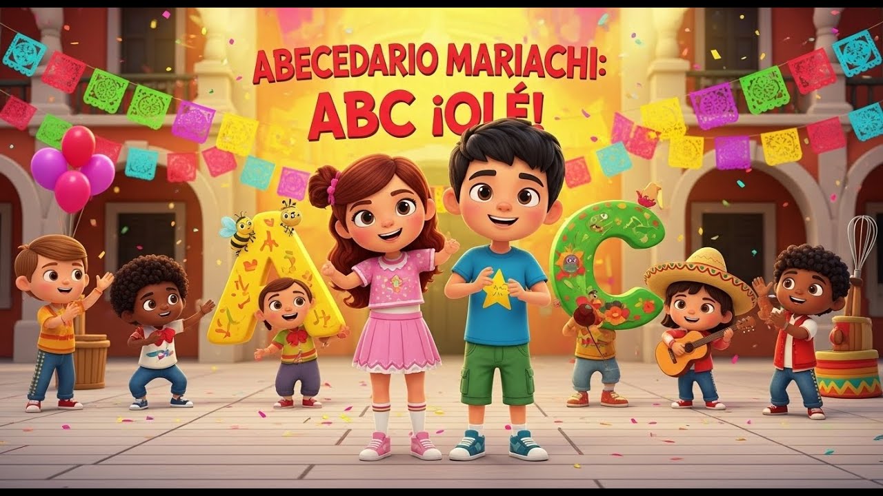Abecedario Mariachi: ¡A–B–C, Olé! 🎺🎶💛#CancionesInfantiles #ABCenEspañol #Abecedario #ABCNiños