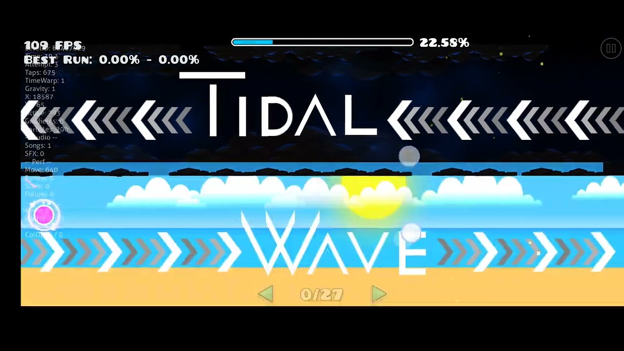 mobile tidal wave world record with clicks and taps shown