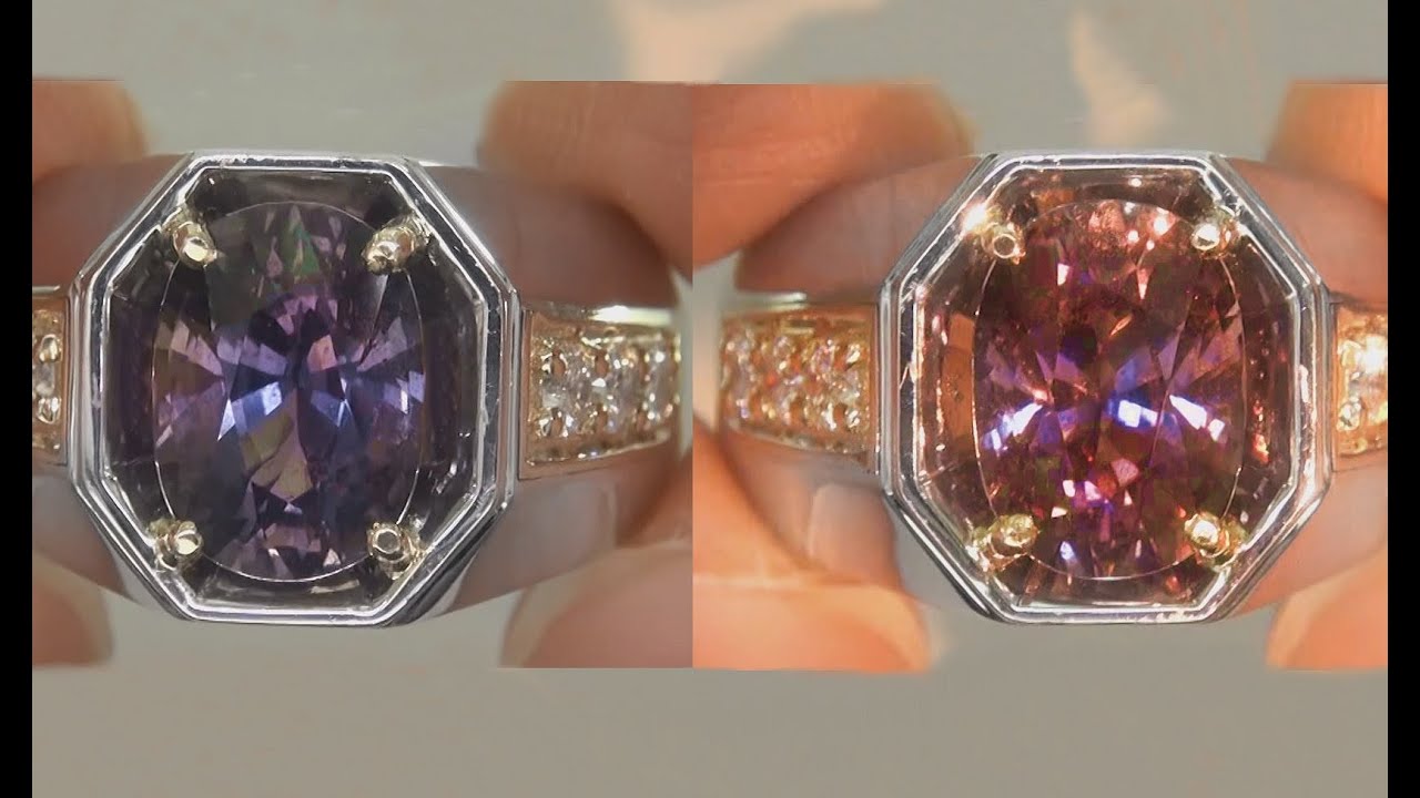 GIA Certified UNHEATED Natural VVS Color Change Sapphire Diamond 14k Men's Ring - A141580