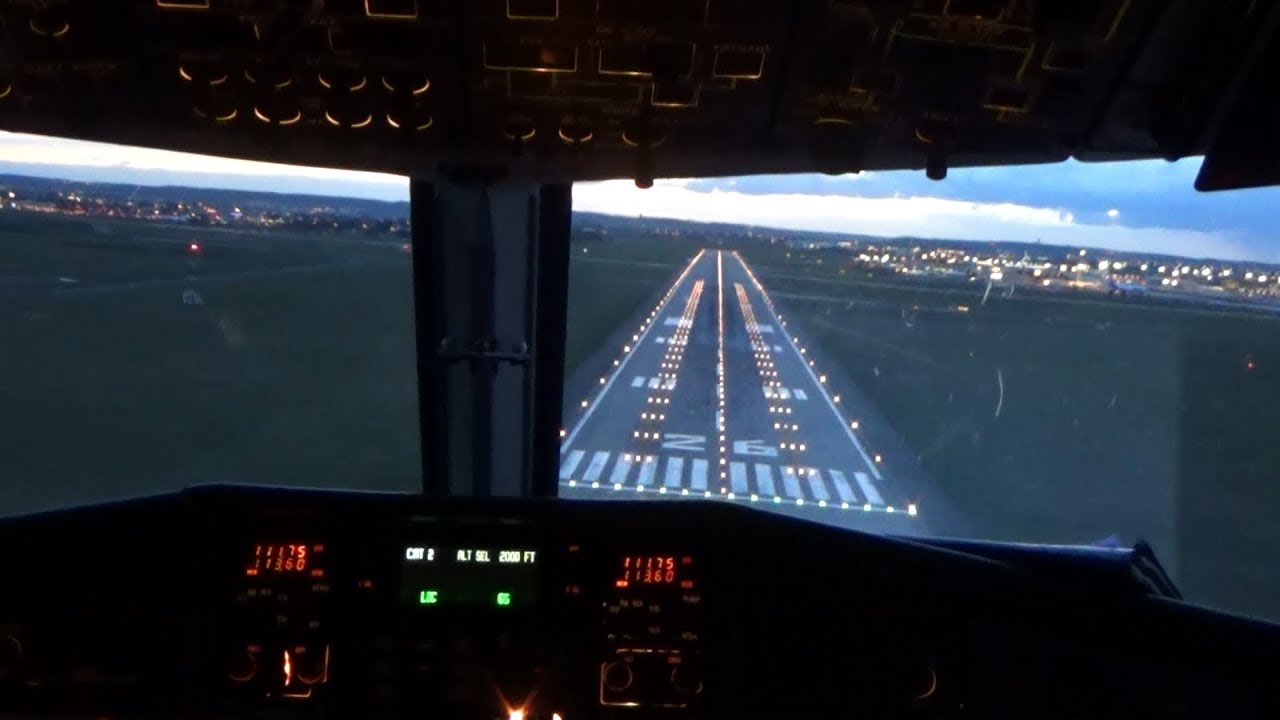 Landing on board  ATR 42 Cockpit at Paris Orly Airport.