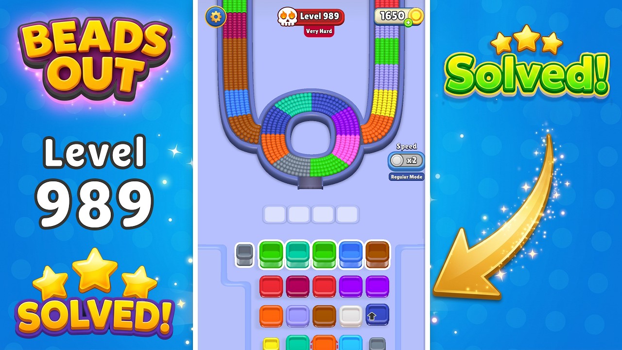 🔴 Beads Out - VERY HARD Level 989 Walkthrough & Solution | iOS & Android 🧩