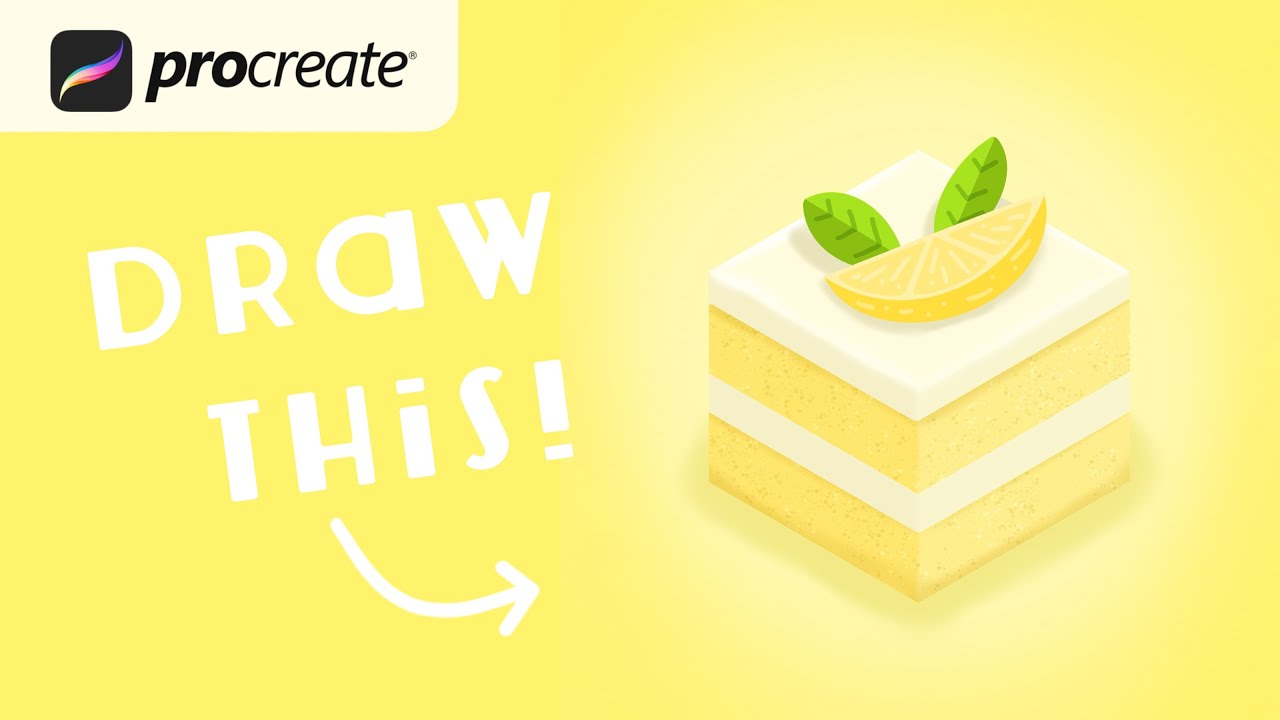 Procreate Step by Step Tutorial- Isometric Lemon Cake- Digital Art - iPad Illustration for Beginners