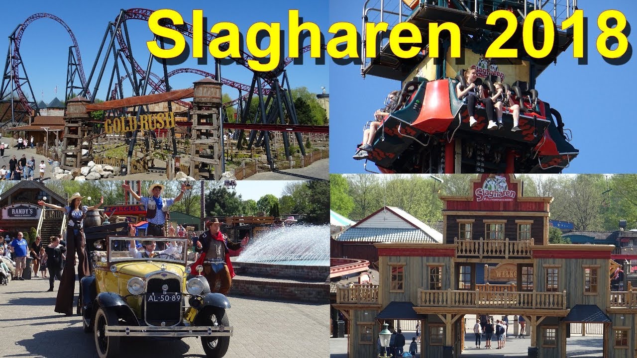 Slagharen 2018 - Parkvideo - Onrides & Impressionen - Achterbahnen - Gold Rush Onride - Freizeitpark