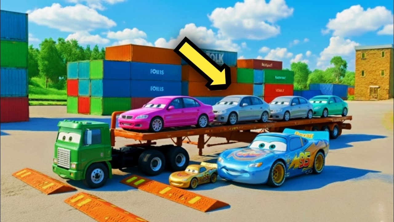 Flatbed Truck McQueen | Transportation with Truck - Pothole vs Car #02 | BeamNG.Drive Gameplay