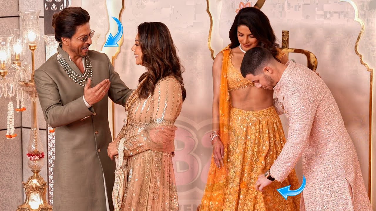 Priyanka Chopra With Husband Nick Jonas & Shahrukh Khan With Wife Gauri Khan @ ANANT-RADHIKA Wedding