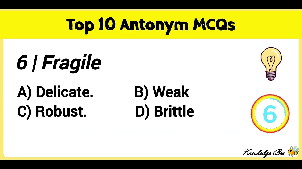Top10 Antonyms MCQs/ Antonyms/English Quiz #english #knowledgebee #trending #learnenglish #ielts