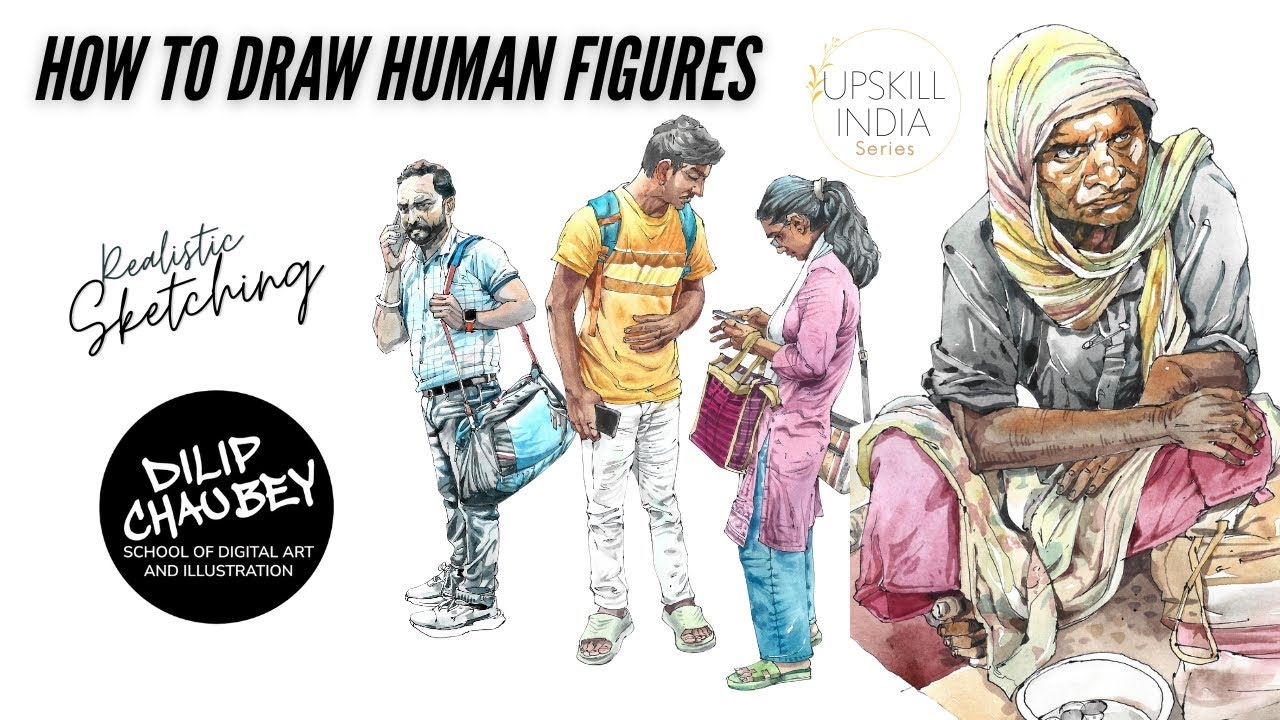 Realistic Sketching with Ball Pen & Watercolor | Step-by-Step Art Demo | Dilip Chaubey School of Art