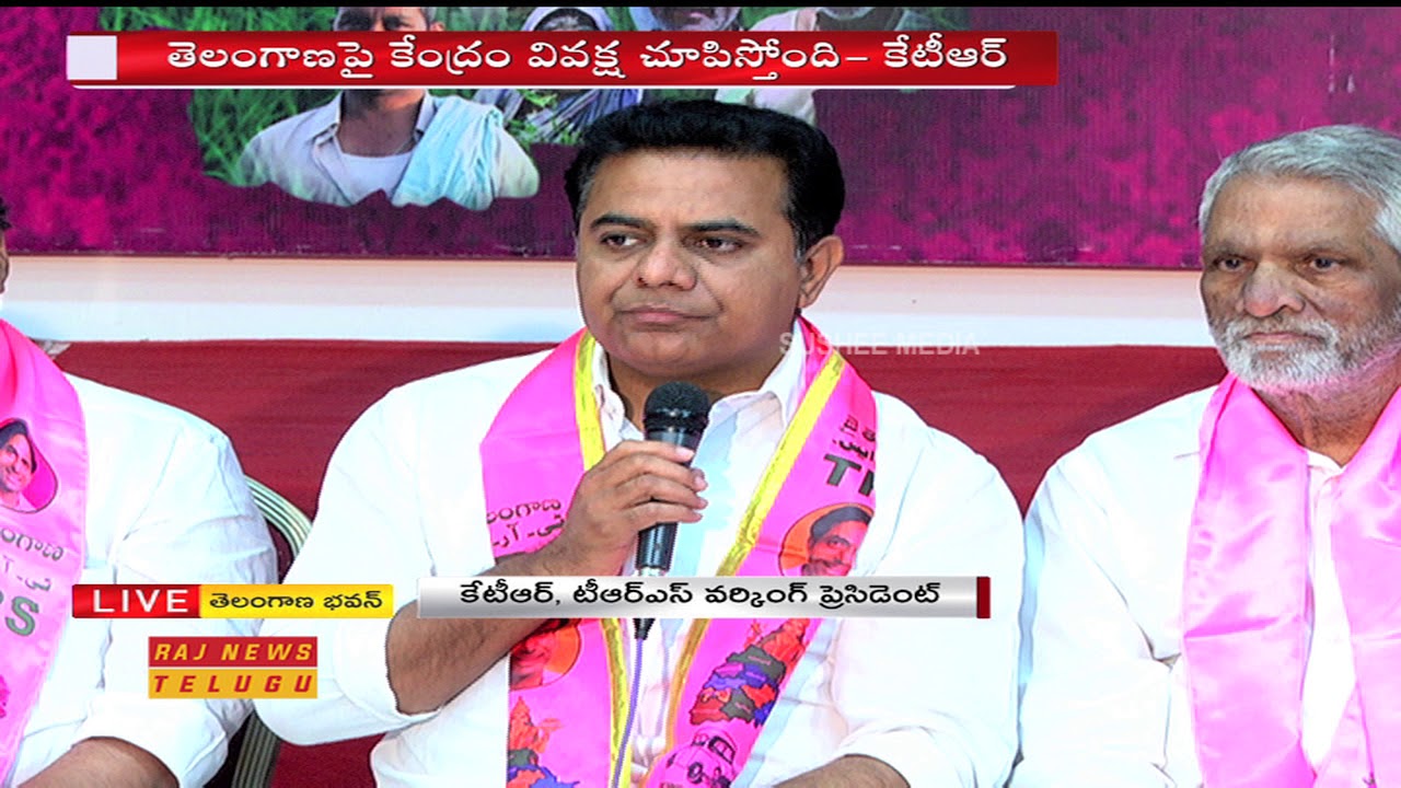 TRS Working President KTR LIVE Speech from Telangana Bhavan || Raj News