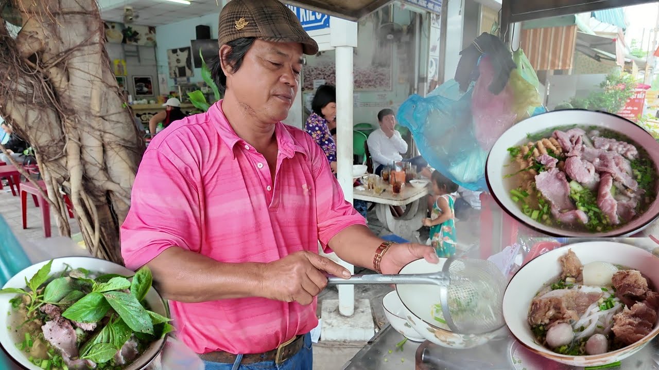 Đây là xe hủ tiếu bò viên gân sụn hơn 30 năm ở TP Long Xuyên