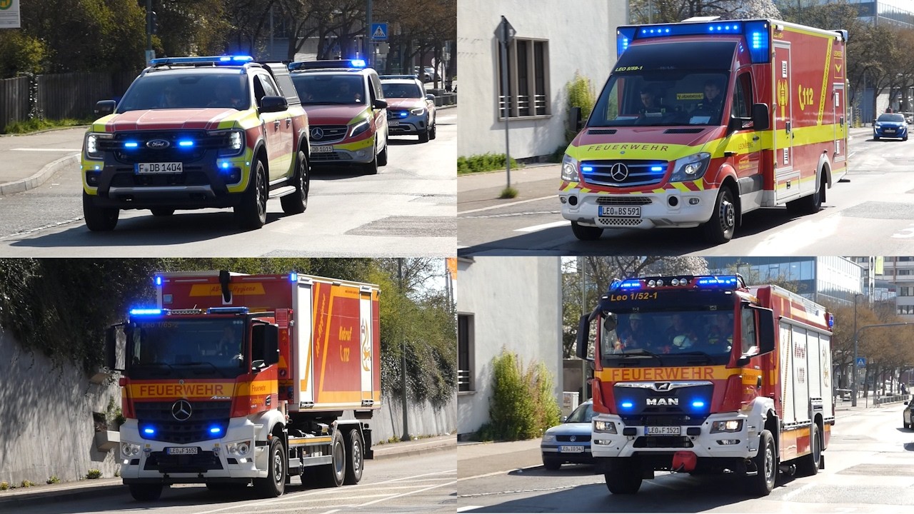 [Vollalarm + Zugunglück] Einsatz für die Feuerwehr Leonberg, THW, DRK,  Johanniter