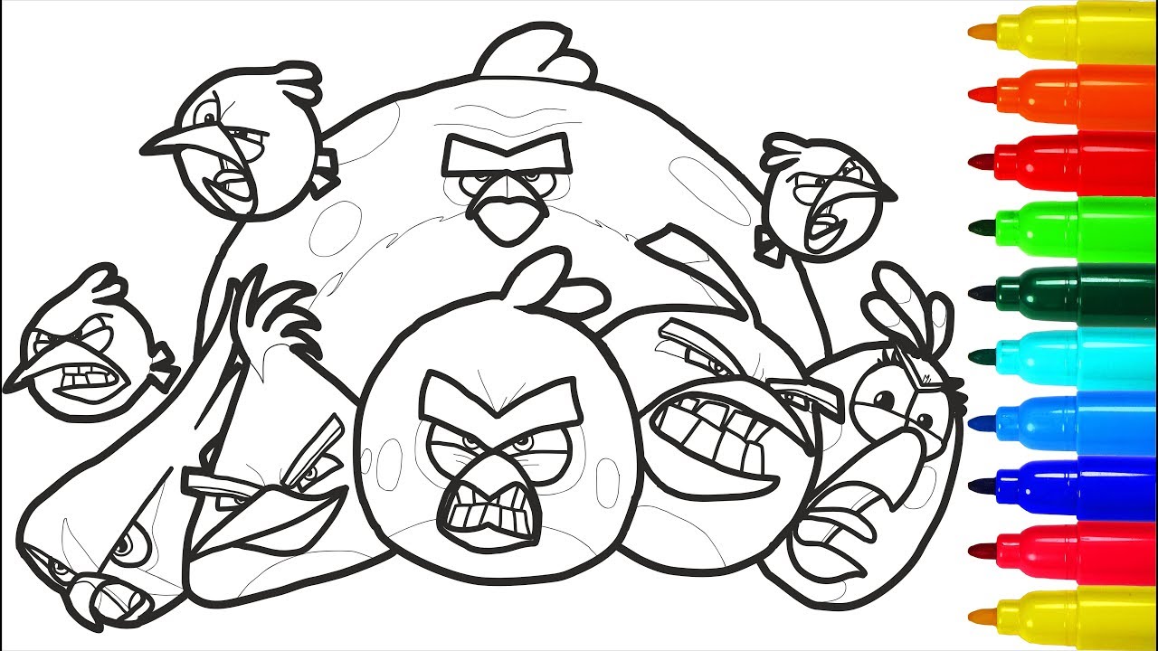Angry Birds 3 Coloring Pages | Colouring Pages for Kids with Colored Markers