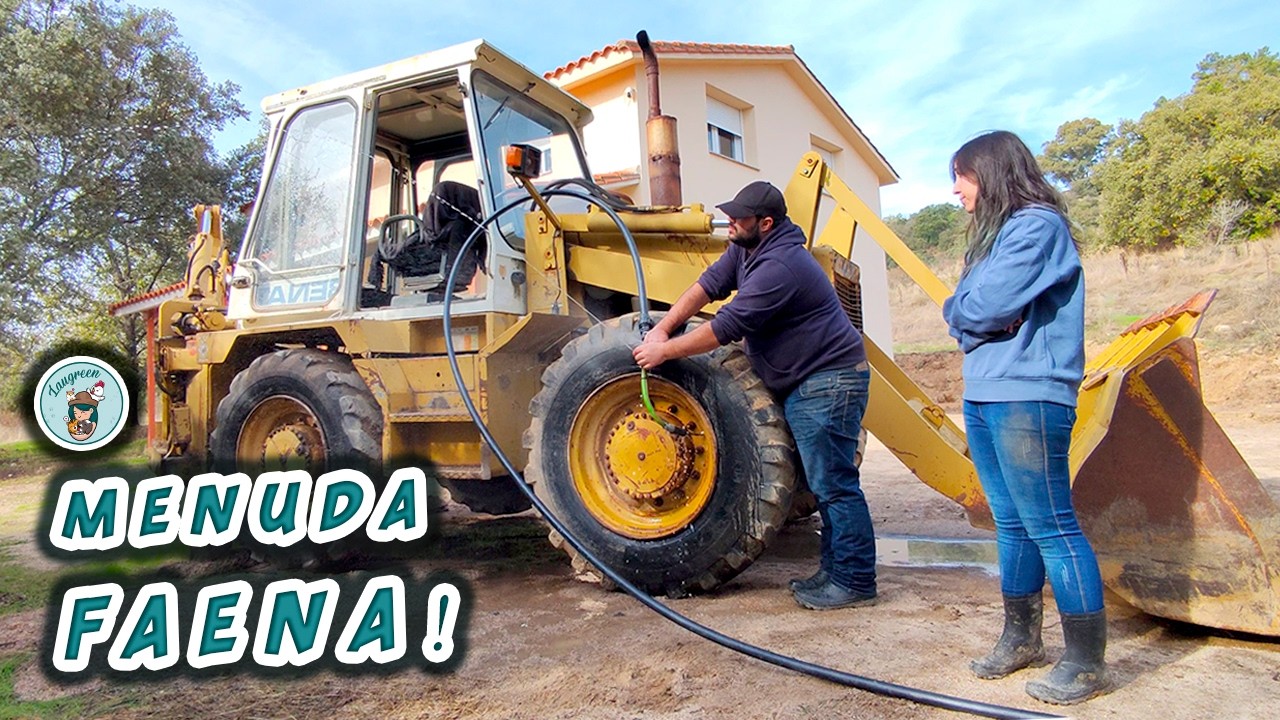 Hemos tenido que LLENAR de AGUA las RUEDAS de la EXCAVADORA! 😲