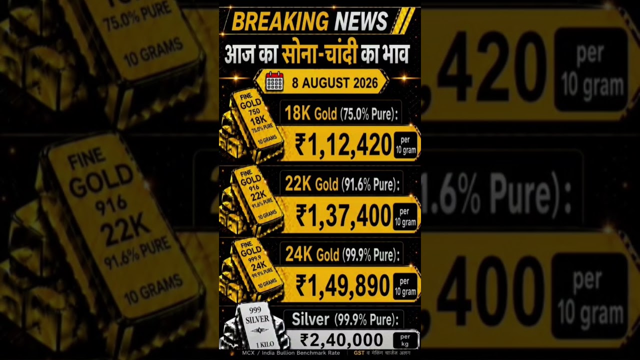 आज का सोना चांदी का भाव 8 अगस्त 2026 | Gold Silver Price Today | Sona Chandi Ka Bhav #shorts