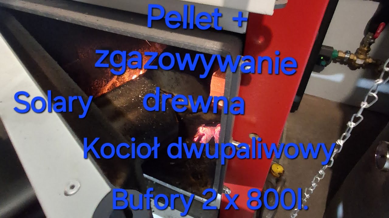 Kotłownia hybrydowa w domu. Kocioł dwupaliwowy z buforami + Solary. KOTŁOSPAW Drewko Hybrid 24 KW. 