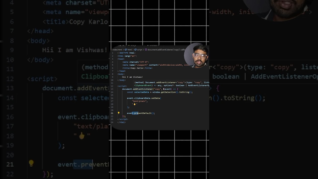 Copy Paste Hack Using Event Listener 🤯 #coding #hack #shorts #viral