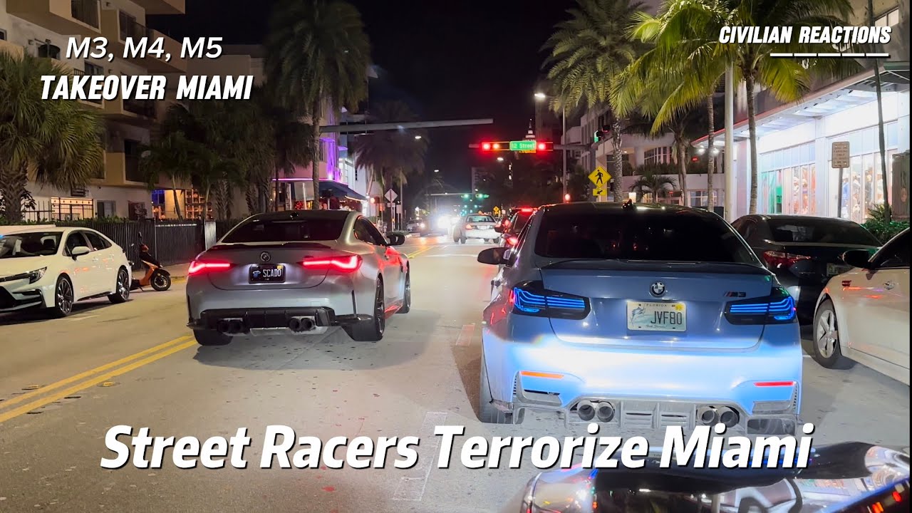 STREET RACERS TERRORIZE MIAMI BEACH!!! (F90 M5 POV)