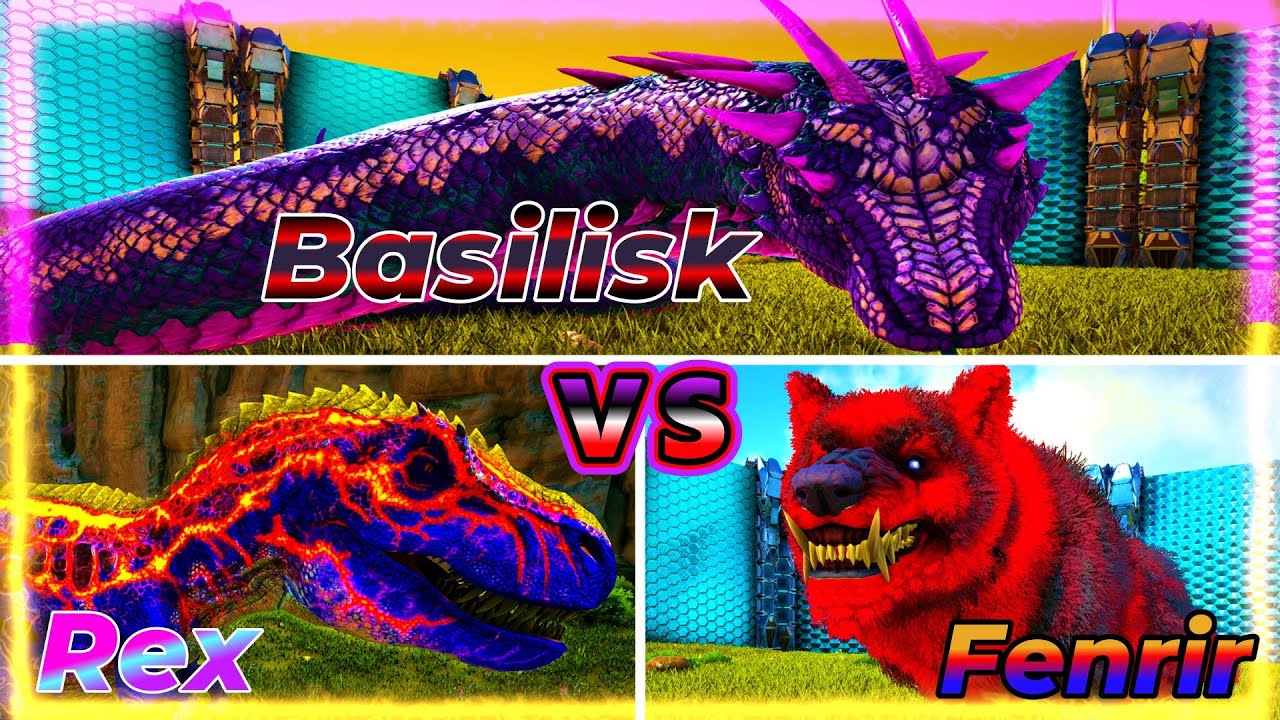 Basilisk VS Shadowmane\Dire Bear\Fenrir | Ark Survival Evolved | Ark Battles | Ark Gameplay